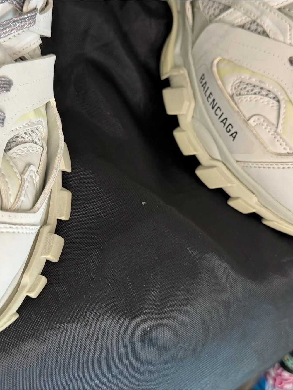 Balenciaga Men’s Track Sneakers in Off-White and Light Gray
